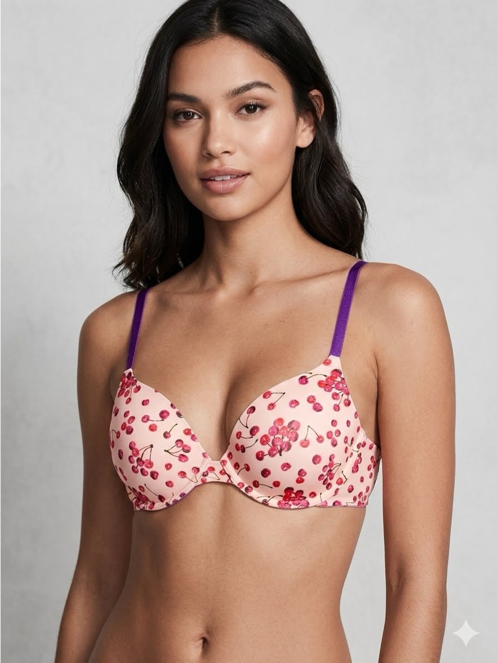 Victoria’s Secret Sexy Tee Cherry Print Push-Up Bra - Size 32D EUC
